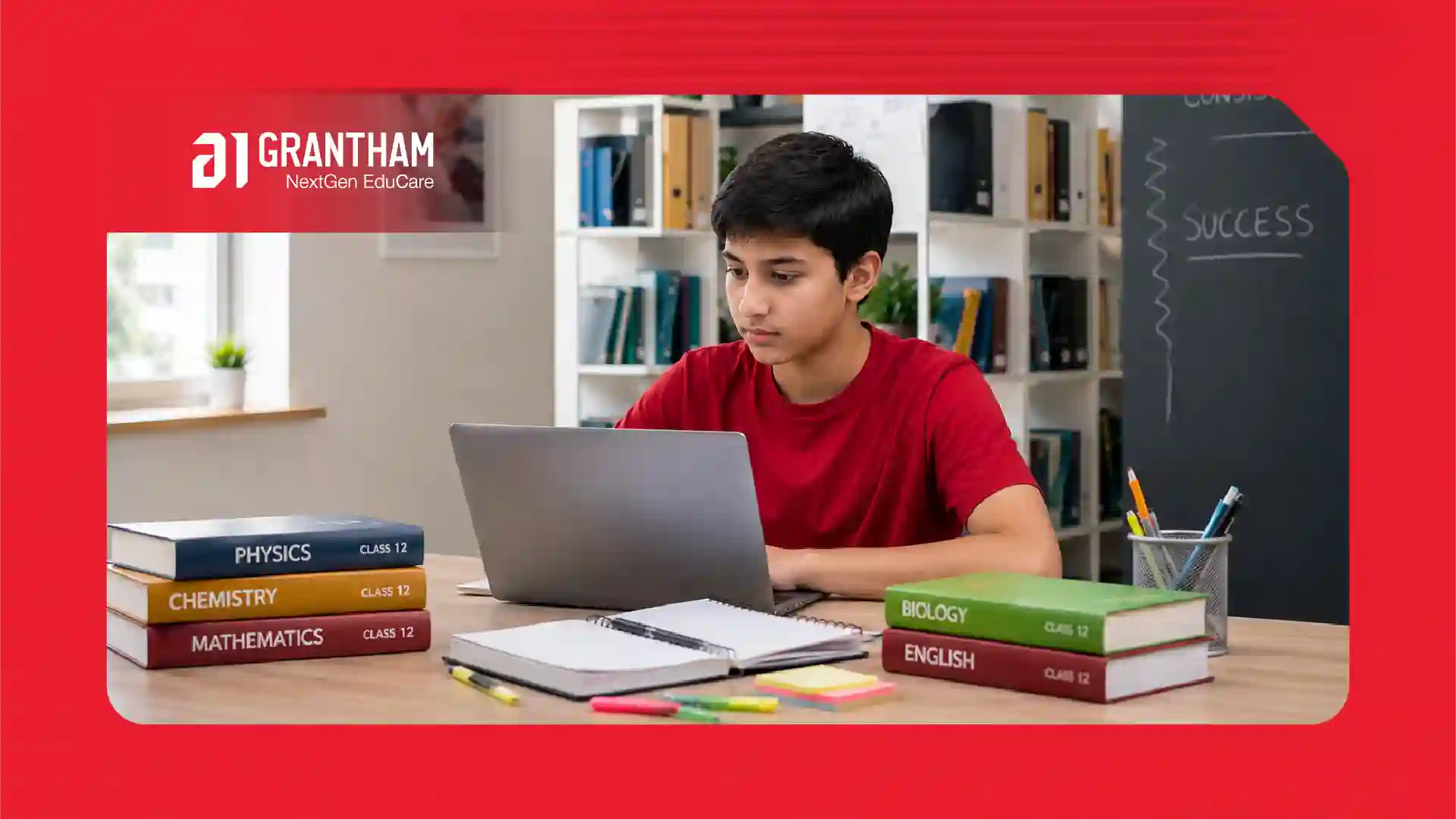 Student studying independently at home, taking notes from a textbook at their own pace