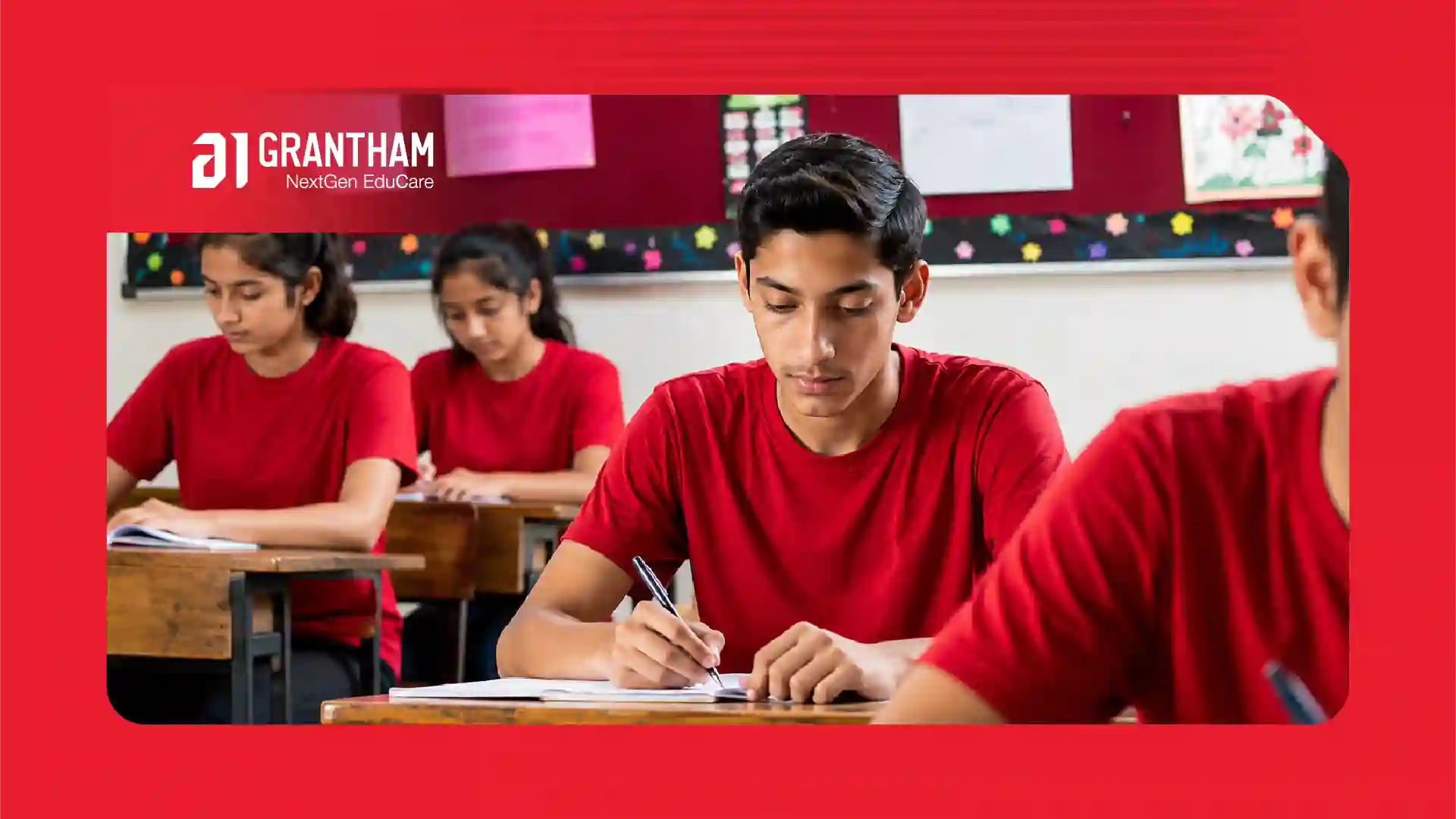 Student reviewing a marked test paper with a pen, checking answers and marginal notes