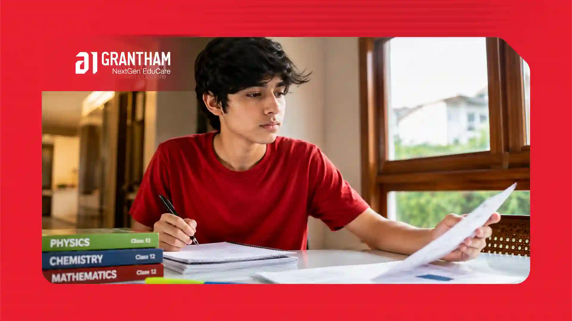 Student maintaining an error log notebook while comparing scores across multiple test papers