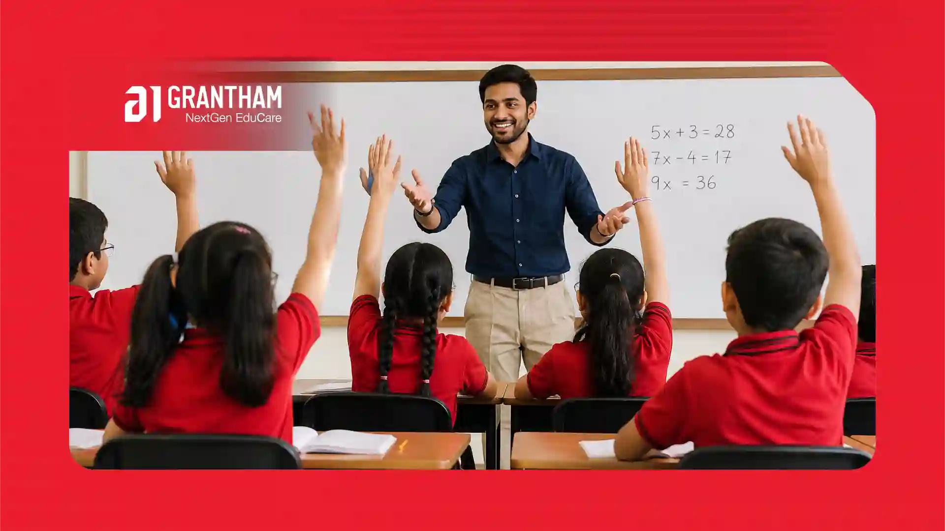 Student raising a hand to ask a question during a science lesson