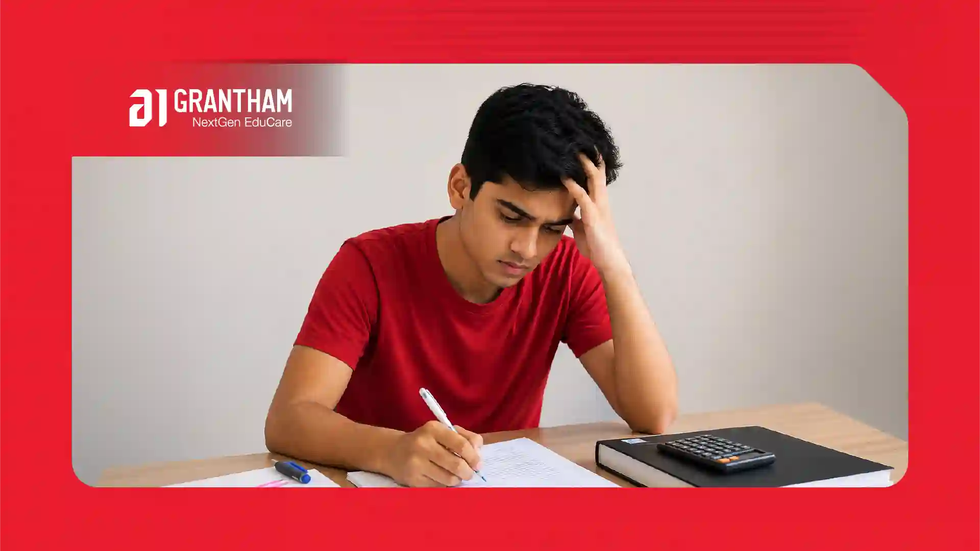 Student breaking a complex exam question into smaller labelled parts on paper