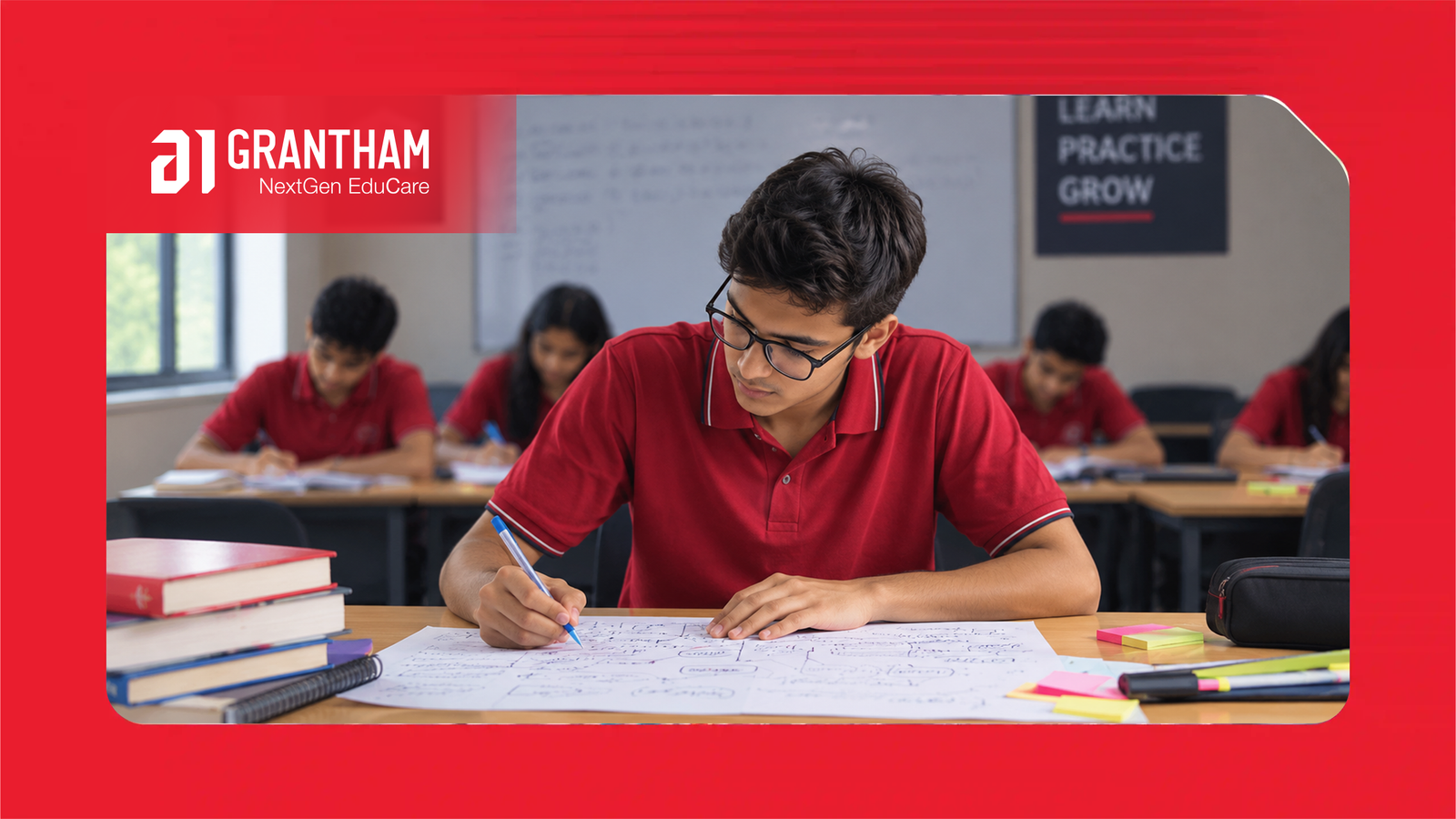 Student following a structured study plan with organised notes and a weekly schedule