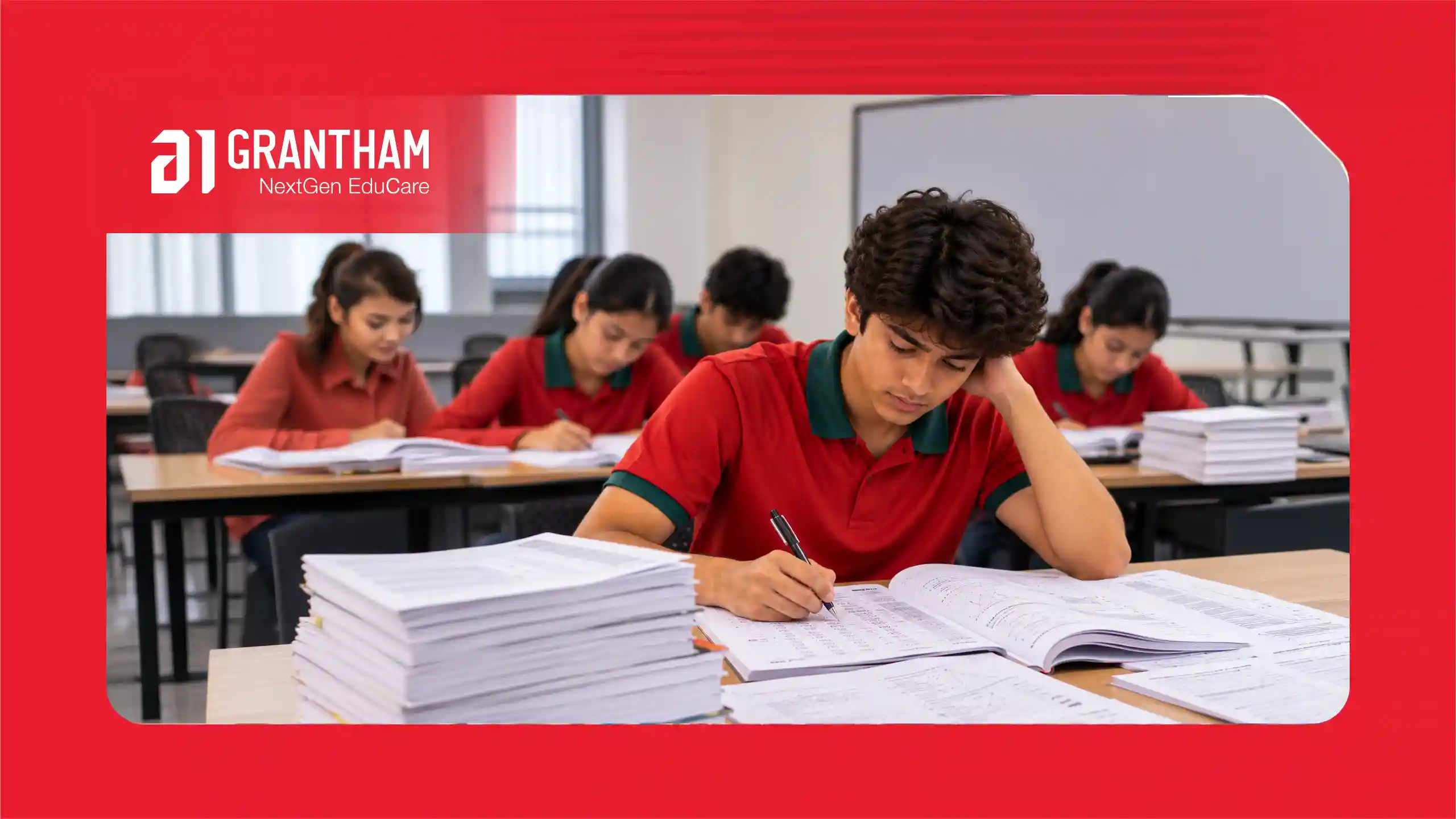Student solving previous years' question papers and mock tests under timed conditions